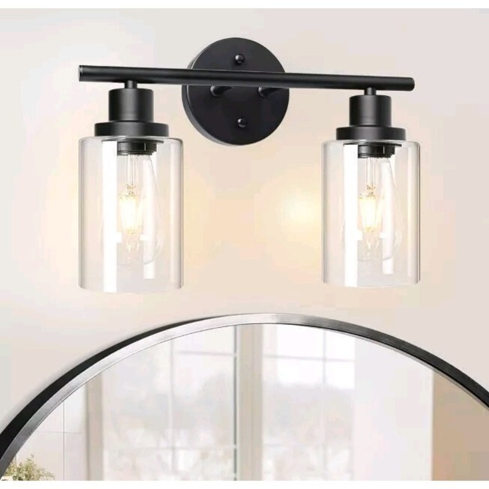 Unicozin‎ 2 Light Vanity Lights, Black Wall Sconce Light with Clear Glass,...